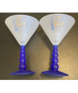 2 PARIS Hotel Casino LAS VEGAS BLUE Frosted Martini Glasses - £39.10 GBP