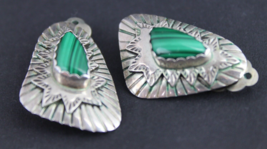 Vintage NAVAJO earings John W Kessler &quot;JWK&quot; STERLING SILVER &amp; MALACHITE - £74.73 GBP