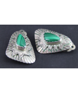 Vintage NAVAJO earings John W Kessler &quot;JWK&quot; STERLING SILVER &amp; MALACHITE - $1,829.79 MXN