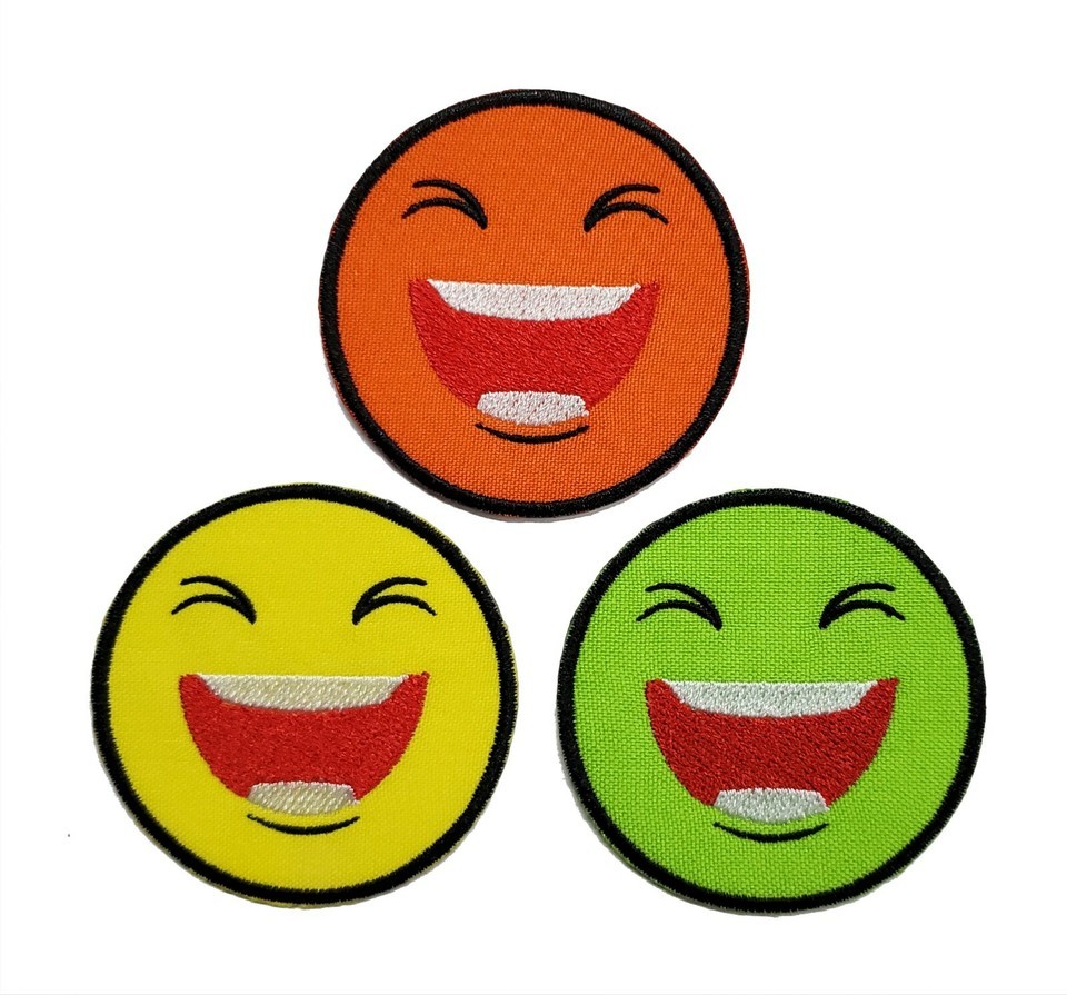Emoji Embroidered Applique Sew/Iron On Patch 2.5&quot; Funny Laugh Hook &amp; Loop 3 - $6.84+