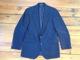 Vtg Ralph Lauren Chaps 100% Wool Navy Blue Pinstripe Suit Jacket USA Blazer 42" - $49.99