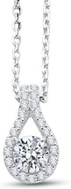 1.25CT Round Cut Moissanite &amp; CZ Halo Pendant Necklace in 14k White Gold Over - £77.42 GBP