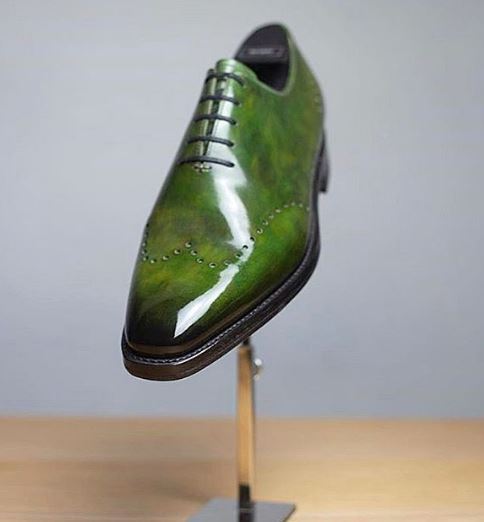 NEW Men's handmade leather oxford green shoes, men formal high quality leather s