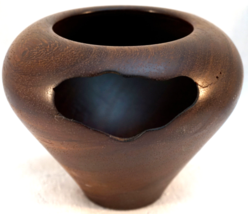 Black Walnut Vase with 2 asymmetrical cutouts. Nice turned vase with thin walls - £20.74 GBP