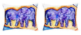 Pair of Betsy Drake Elephants No Cord Pillows 16 Inch X 20 Inch - £62.27 GBP