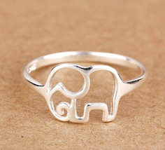 Lovely Simple Hollow Elephant Silver 14k White Gold Plated Ring - £133.91 GBP