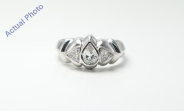 18k White Three Stone Pear Diamond &amp; Triangle Ring (0.73 Ct G VS Clarity) - £1,515.30 GBP