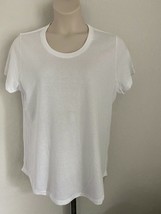 Lighter Weight Cotton Blend  Short Sleeve Crew Neck Rounded Bottom Tee S... - £3.50 GBP