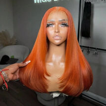 200% 34 Inch Straight Orange Ginger Ginger Orange 20inches 13x4 Lace Fro... - $110.88