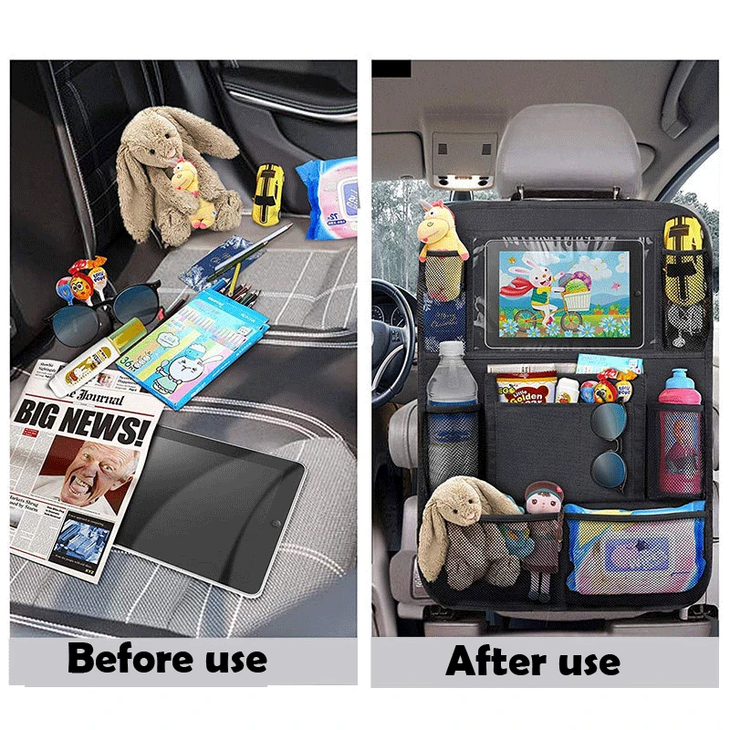 Car Seat Back Organizer Multi-Pocket Storage Bag with Touch Screen Tablet Hold - £14.79 GBP