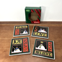 2008 Lisa Hilliker Christmas Holiday 4 Ceramic Cork Coasters Set, LRI Ho... - $29.99