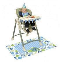 1st Birthday First Blue Turtle Party Supplies High Chair Decorating kit bib hat - £3.94 GBP