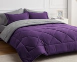 Purple Queen Comforter Set - 7 Pieces Reversible Bed Set Bed In A Bag Qu... - £69.24 GBP
