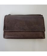 Vintage Fossil Classic Soft Brown Lamb Distressed Leather Clutch Wallet ... - $354.43 MXN
