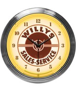 Jeep Willys Sales Service Neon Clock 15&quot;x15&quot; - £67.64 GBP
