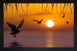 Flying Bird Sunrise UV Coated Home Decorative Gift Item Framed Painting ... - $41.05