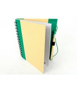 Recycled Notebook &amp; Pen Set, Green &amp; Beighe, Wire Bound, Strap Closure, ... - $6.81