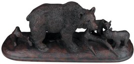 Sculpture MOUNTAIN Lodge Mother Bear and Her Cubs Oxblood Red Resin Hand-Cast - £350.91 GBP