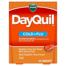Vicks Dayquil Cold and Flu Multi-Symptom Relief Liquicaps, 24 ct Cold Cough Flu+ - £24.10 GBP