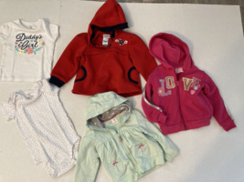 Mixed assorted Lot of 5 pcs Clothes Baby Girls 18M hooded jackets shirt outfit - $10.59