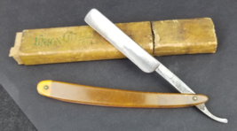 RARE straight edge razor VINTAGE Alwin TRANSPARENT ORANGE scales - $31.99