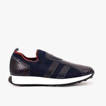 The Aslan Navy Knitted & Leather Men Sneaker image 3