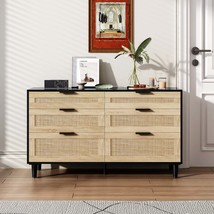 51&quot; Rattan Dresser, 6 Drawers, Black - £226.85 GBP