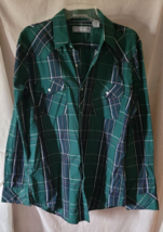 Men's Wells &amp; Morris Shirt Size Large Plaid Long Sleeve Snap Closure Lig... - $12.99