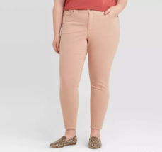 Women&#39;s Plus Mid-Rise Skinny Jeans Ava &amp; Viv Size 14W 18W 24W Pink Stretch - £19.61 GBP