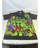 HIGH SEAS Short Sleeve Hawaiian Button Up Camp Shirt Black/Tropical Men&#39;... - €17,01 EUR
