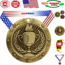 First Place Gold Medal - 3 Inch with Stars &amp; Stripes Ribbon for Victorio... - $350.07 MXN