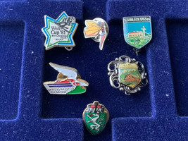 Vintage Set Of 6 Collectible Pins In Honour Of Sport And Military Activi... - £10.12 GBP