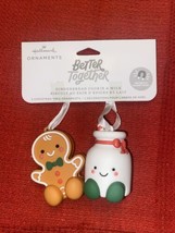 HALLMARK CHRISTMAS ORNAMENTS BETTER TOGETHER GINGERBREAD COOKIE &amp; MILK SET - $12.95