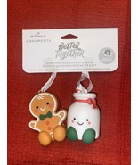 HALLMARK CHRISTMAS ORNAMENTS BETTER TOGETHER GINGERBREAD COOKIE &amp; MILK SET - $12.95