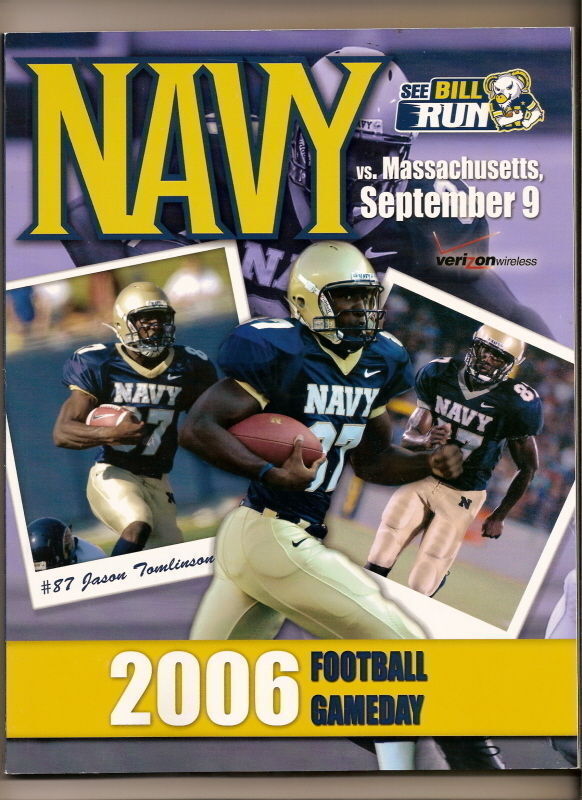 2006 NCAA Football Program Massachusetts @ Navy Sept 9th - $15.00