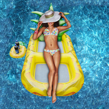 Inflatable Swimming Pool Pineapple Floating Row Air Cushion Bed Summer Water Flo - £29.57 GBP+