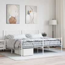 Metal Bed Frame White Powder-Coated Steel 76 x 80 in Durable - $4,125.74 MXN