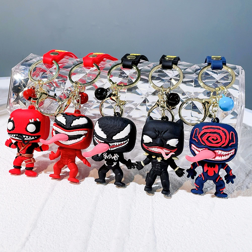 Marvel Anti Hero Venom Keychains Cute Deadpool Silica Gel Keyrings Cartoon - $12.20