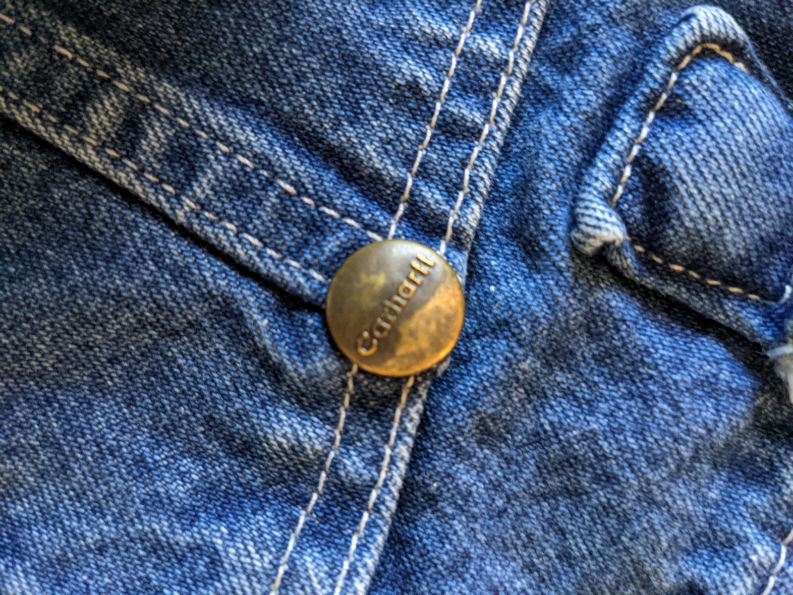 Carhartt Blue Denim Salopette Dritta Uomo Taglia 42 X 30 Macchiata Di Vernice Item image 4