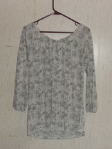 Nwt Womens Gap Ivory W/ Gray Floral Peasant Style Knit Top Size L - £18.48 GBP