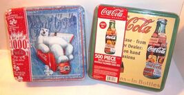 Coca Cola NEW 2 Coke Puzzles Tins Bottle Shape 500 pc &amp; Polar Bear 1000 pc - $935.42 MXN