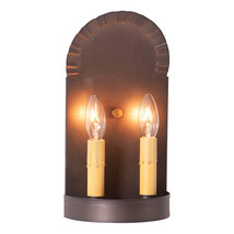 Metal Candle Sconce Double Wall Fixture 2-Light Electric Colonial Metal Tin - £59.39 GBP