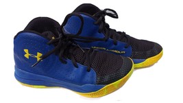 Grade School UA Jet 2019 Basketball Shoes Blue, Black Yellow 5Y Boy Unde... - $27.49