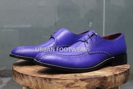 New Mens Handmade Stylish Formal Purple Leather Side Laces Dress &amp; Casual Wear  - £115.09 GBP