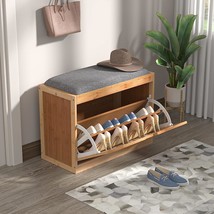 Bamboo Shoe Storage Bench For Entryway, Hallway, And Small Space With - £114.27 GBP