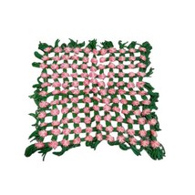 Handmade Crochet Doilie Pot HOlder Trivet Pink Green Fringe Edge Cottage... - £7.47 GBP