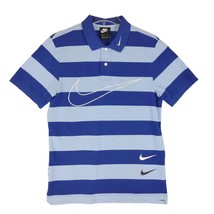NIKE Sportswear Men&#39;s S NSW Swoosh Big Logo Knit Polo Tennis Shirt Blue Stripe - £18.18 GBP