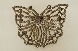 Antique Estate Victorian Jewelry Butterfly Silver Tone Cut Steel Rivet Brooch - £59.27 GBP