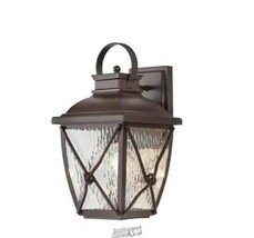 Springbrook 15 in. Rustic 1-Light Outdoor Wall Lamp with Clear Water Gla... - £62.11 GBP