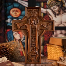 Bgcopper Ascension of Jesus Wood Carving Cross 14&quot; - £47.81 GBP+